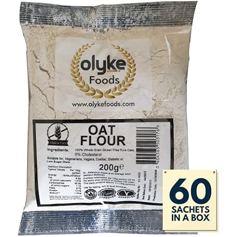 Olyke GlutenFree Oat Flour 12kg (200g x 60)|100% Wholegrain Pure British Oats Cover