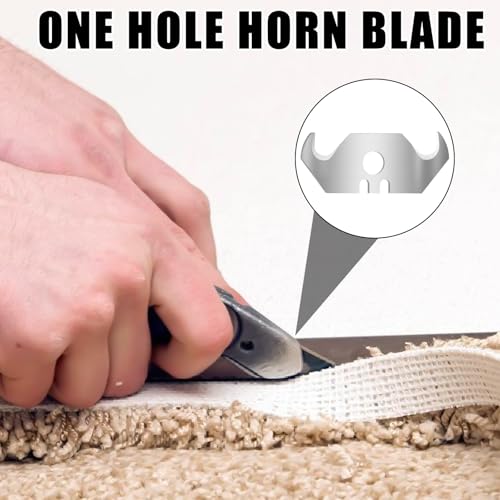 60 Stück Hakenklingen für Teppichmesser Trapezhakenklingen 49 x 32 x 19mm, 0.6 Klingenstärke mit Lochung Hakenklingen für Teppichmesser Bodenbeläge, Ersatzklingen