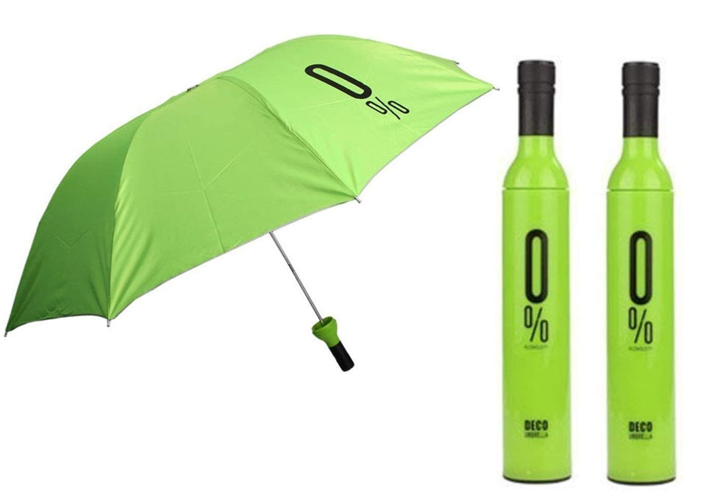 MY PARTY SUPPLIERSJagmag® Wine Bottle Green Travel Umbrella/Folding Portable Umbrella with Plastic Case 0% Print Umbrella (1pcs)