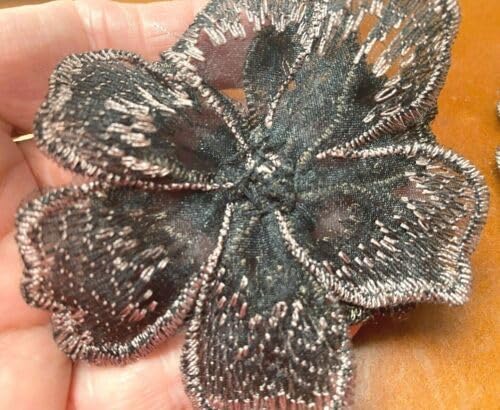 Slate Moss Embroidered Applique Hand Sewn Layered Flower 3.5