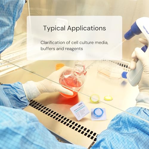 Image of Sterile Syringe Filter, PES, 0.45μm 13mm, Individually Packed, 100 Pack | Syringe Lab Filters, Double-layer Hydrophilic PES, Gamma Irradiated & Pyrogen-free, Female Luer Lock & Male Luer Slip