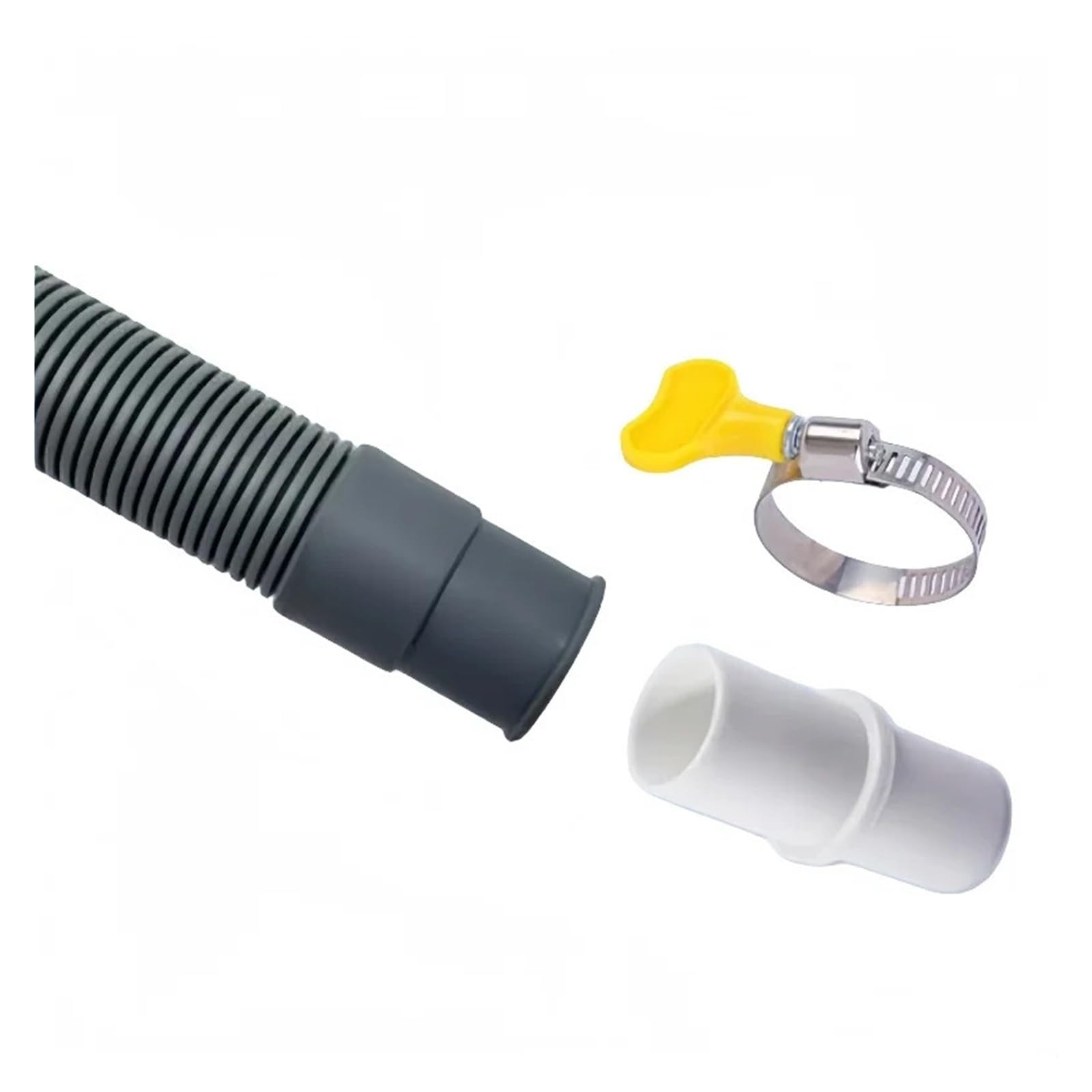 Waschmaschinen-Ablaufschlauch, Graue Abflussrohr-Verlängerung for Waschmaschine und Geschirrspüler, Abfallschlauch mit Klemmen-Set, 100–200 cm(1.5m 1pc)
