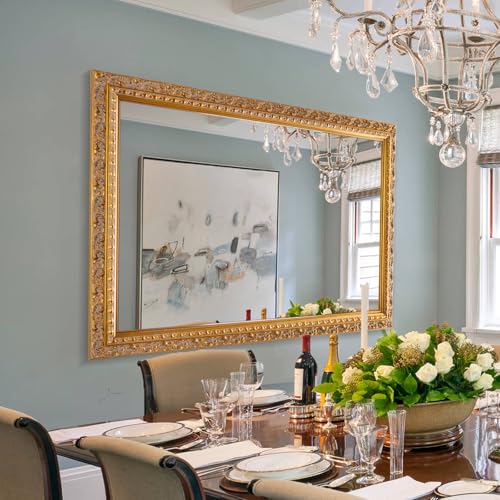 Autdot 48.4"x32.7" Vintage Decorative Mirror for Living Room, Elegant Gold,