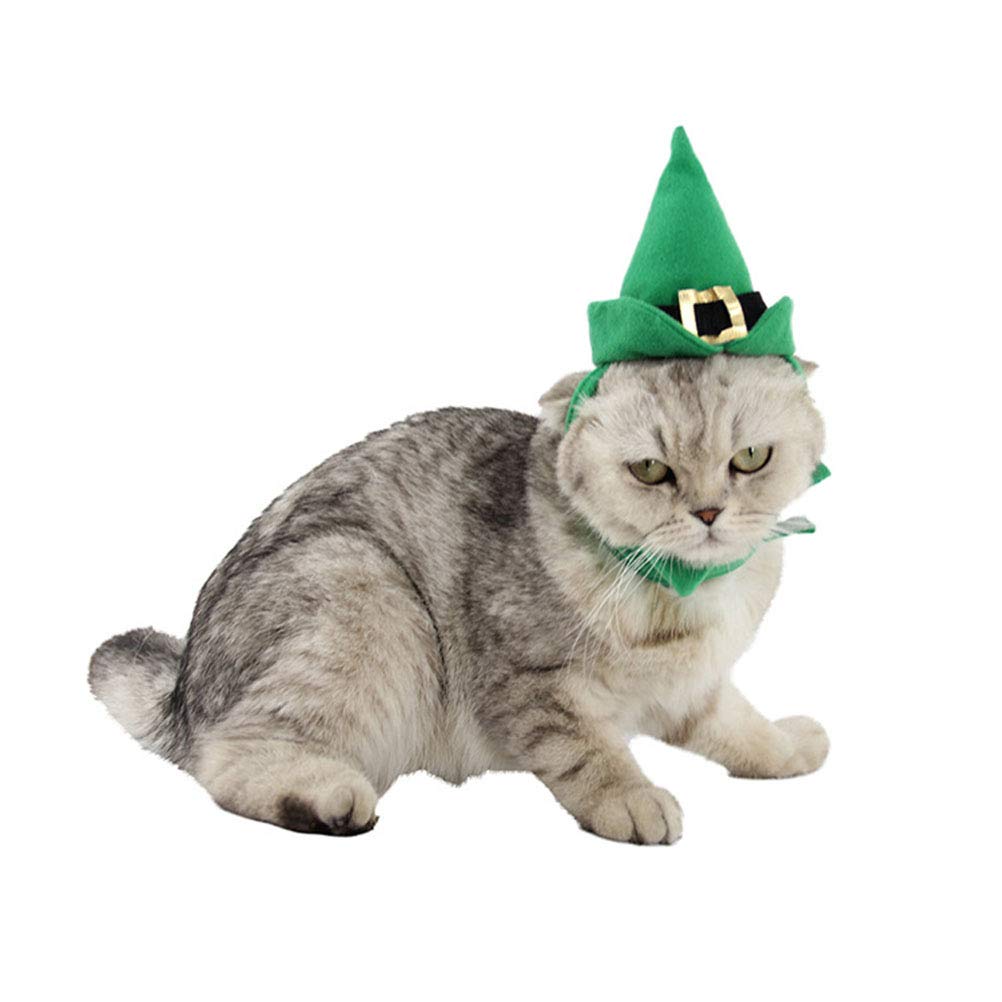 Amosfun Funny Pet Headpiece St Patricks's Day Hat Headgear Costume Accessories Photo Props for Cat Kitten Dog (Green) for St. Patrick's Party Supplies
