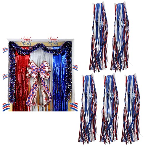 Tassel Backdrop, Fringe Curtains Set 5Pcs Red White Blue Clear Texture 3 Meter Length For Festival Decoration #TOP4