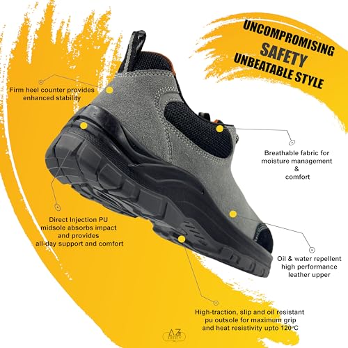 Image of Allen Cooper Double Duty Safety Shoe | Sporty Design, 200J Steel Toe Cap, Anti-Skid, Heat, Water & Oil Resistant Heavy Duty Footwear, 09 INDIA /UK