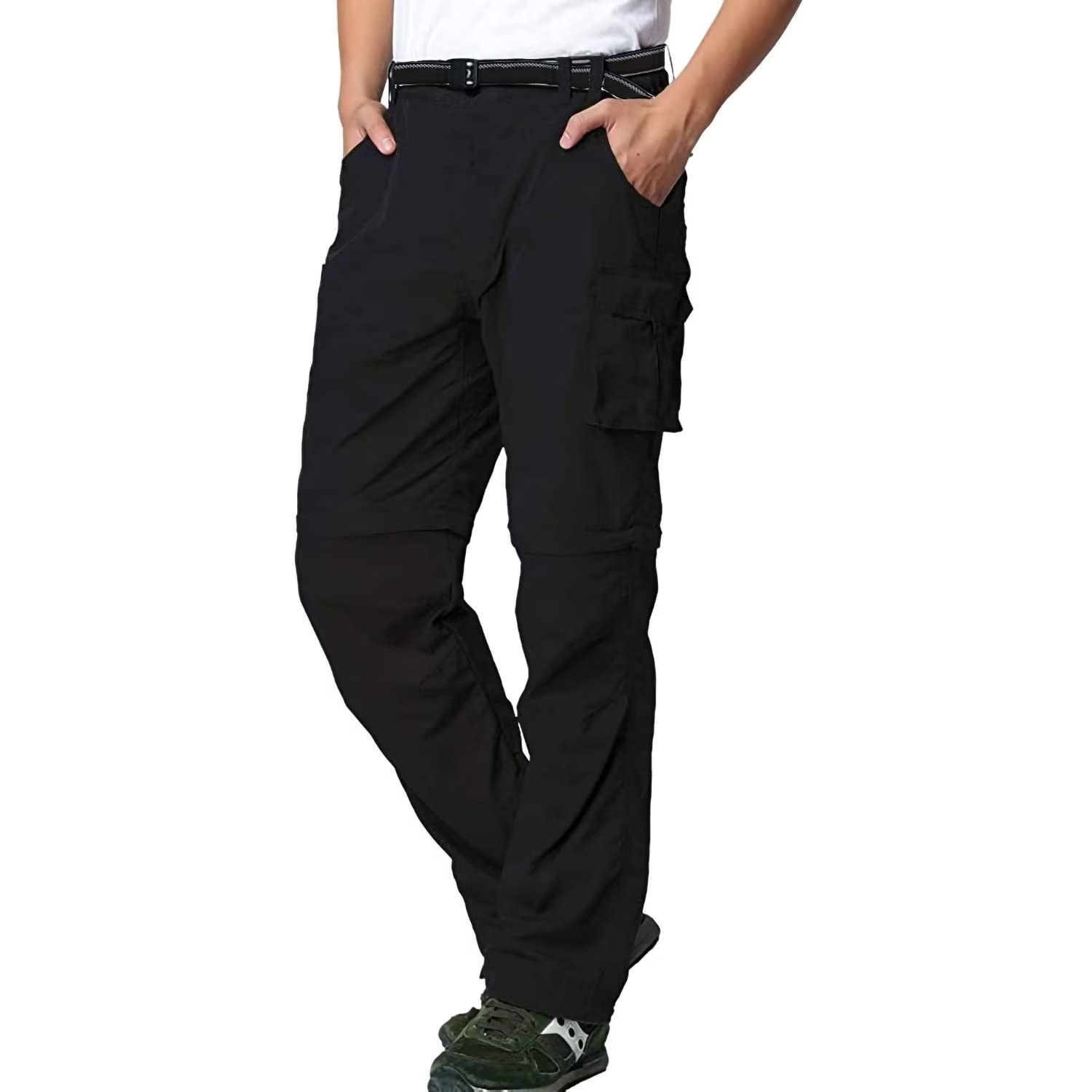 FLYGAGA Hommes Outdoor Pantalon de randonnée Pantalon Zip Off Jambes de Pantalon Amovibles Short d'été avec Ceinture Léger Séchage Rapide Respirant Pantalon Fonctionnel Pantalon de Trekking Cargo