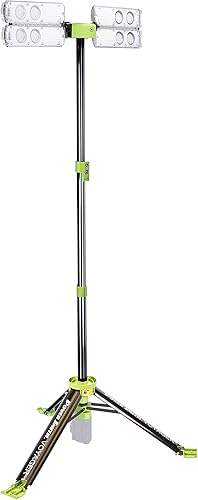 PowerSmith Voyager PVLR8000A-C - Luz de trabajo LED de trípode inalámbrico plegable de 8000 lúmenes. Luz desnuda. Alimentación de 3 vías. Se