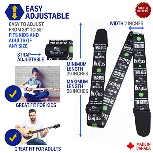 P Perri's Leathers Ltd. The Beatles - Guitar Strap - Polyester – Green Apples - Official Licensed Product - For Acoustic / Bass / Electric Guitars – Adjustable - Made In Canada (Lpcp-6105) #TOP1
