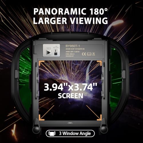 ANDELI Welding Helmet - Panoramic 180° View 3.94"X3.74",True Color Auto Darkening Welding Helmet with Light, 4 Arc Sensor, 4/5-8/9-13 Type-C Charging (MONERIG-LED) — view 6
