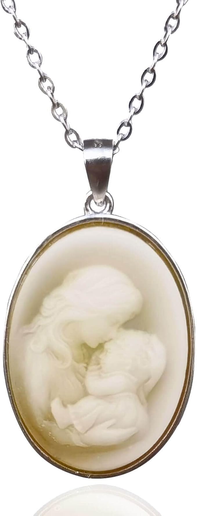 Cameo Pendant Necklace, Natural Agate 