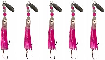 Luminous Octopus Hoochies 6 cm Small Fishing Lures Durable Plastic Construction UV Enhanced 5-Pack Available in Hot Pink & Light Pink