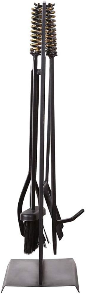 Fireplace Tool Set 4 Piece Durable Fireplace Tools Wrought Iron Outdoor Indoor Fireplaces Hearth Tool Set with Pedestal Base Holder Living Room Fire Set Wrought Iron Fire Toolset
