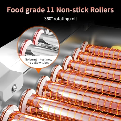 1670W Commercial Hot Dog Rollers,11 Rollers 30 Hotdog Roller Grill,Stainless Steel Hot Dog Machine with Dust Cover,Hot Dog Roller Machine with Dual Temp Control and Led Light/Detachable Drip Tray