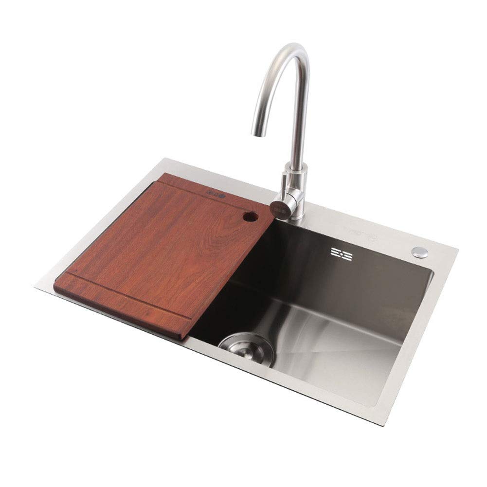 Grifo de Fregadero de Cocina de Acero Inoxidable con colador, Tabla de Cortar, escurridor de Platos, Kit Completo de fontanería, desagüe y Accesorios (tamaño: 60 * 45 cm)