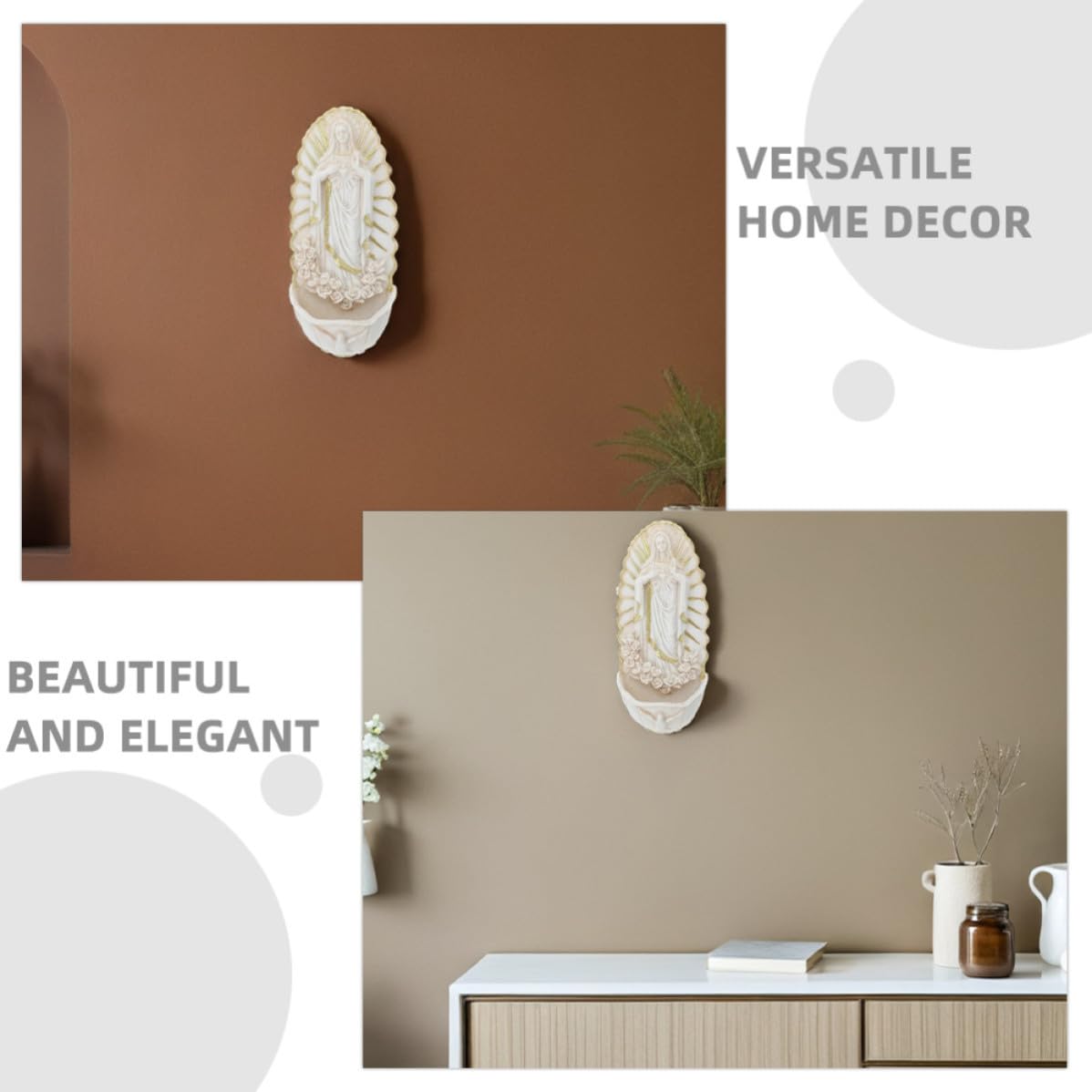 HANABASS Decorazione Murale Elegante e Facile da Pulire in Ceramica Beige 2 Pezzi per Prima Comunione per Pareti di Chiese e Casa