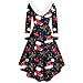 Lomelomme Langarm Kleid Damen Weihnachten Oversize Frauen Weihnachtskleid Große Größen Printed Furry V-Ausschnitt Swing Dress Partykleid Abendkleider Lang Freizeitkleider Cocktailkleid