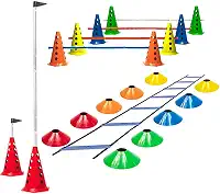 Escada Funcional + 10 Cones Furados C/Barreiras + 10 Pratos (Kit 1)