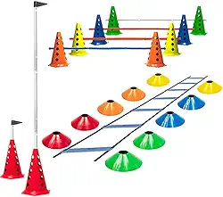 Escada Funcional + 10 Cones Furados C/Barreiras + 10 Pratos (Kit 1)