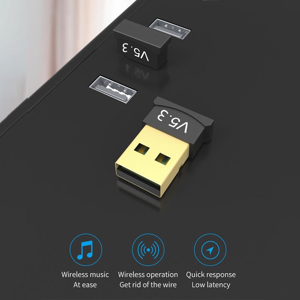 Generic Adattatore USB Bluetooth 5.3 per PC e laptop, mini ricevitore e trasmettitore Dongle Plug & Play, adattatore wireless Bluetooth per desktop, laptop, altoparlante, mouse, tastiera, cuffie