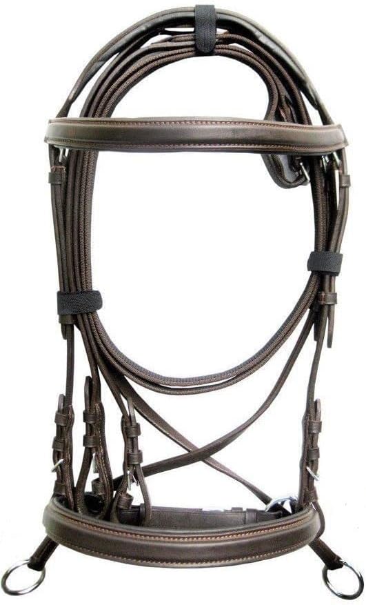 N.Ent New Leather Cross Over Bitless Bridle Bridles with Reins Brown Cob Size English Horse Gift