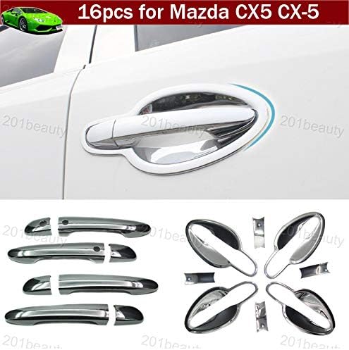 New 16pcs ABS Chrome ABS Side Door Handle Lamp Frame Molding Stripe Cover Trim Emblems for Mazda CX-5 CX5 2013 2014 2015 2016 2017 2018 2019 2020 2021