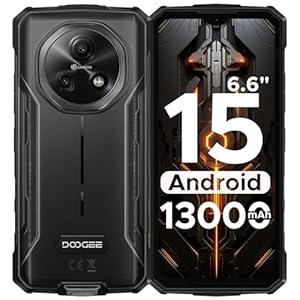 DOOGEE Fire 5 Outdoor Handy Ohne Vertrag Android 15, 13000mAh Großer Akku, 6.6" HD+90Hz, 13MP+8MP Outdoor Smartphone, 12GB RAM/64GB ROM(2TB), Triple Card Slot/Face ID/NFC/OTG/GPS