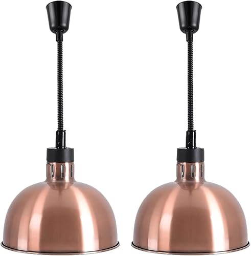 Lámpara colgante de calor de alimentos infrarrojos, calentador de alimentos, lámpara de calefacción de 250 W con bombilla (diámetro de 11.4in cobre))