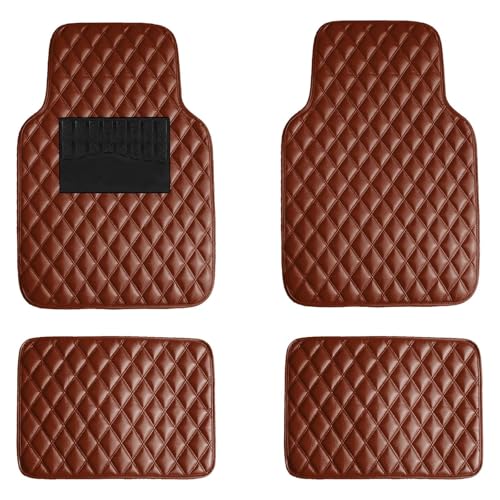 LXBSXY 4 Pcs Leather Car Floor Mats for Alfa Romeo Matta Mito Stelvio Giulia, Customized Leather Car Floor Mats Custom Front Rear Row Carpet Waterproof NonSlip Interior Accessories,A BROWN