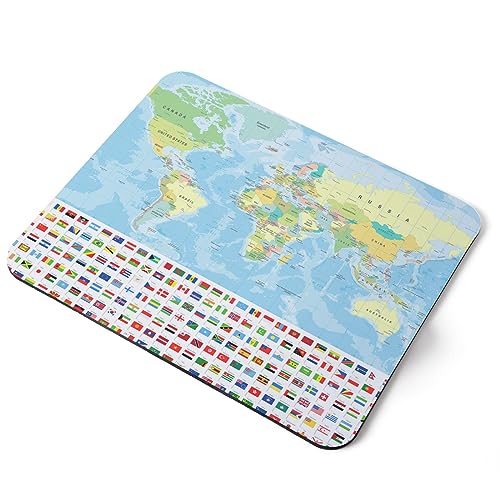 Destination Vinyl Ltd Tapis de souris en caoutchouc souple avec motif carte de l'Atlas du monde 5 mm - Accessoire de bureau imprimé fantaisie #52722