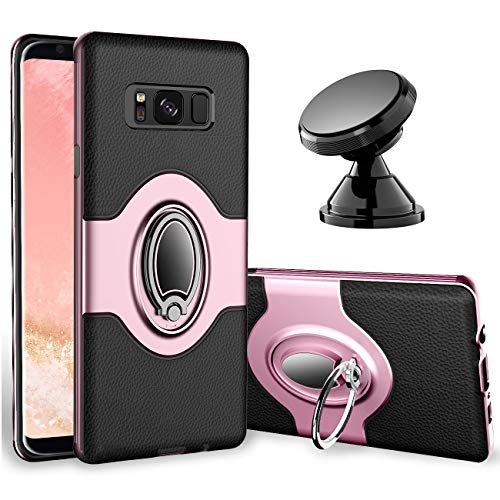 eSamcore Samsung Galaxy S8 Plus Case Ring Holder Kickstand Cases + Dashboard Magnetic Phone Car Mount [Rose Gold]