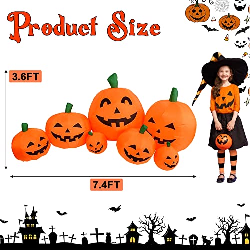 Yealipok Halloween Inflatables Pumpkin Decorations Patch Blow Ups 7.4 Ft Long Decoration Outdoor Pumpkins Light Up For Holiday Halloween Decor Party Outdoor Garden Lawn Yard (Pumpkin) #TOP4