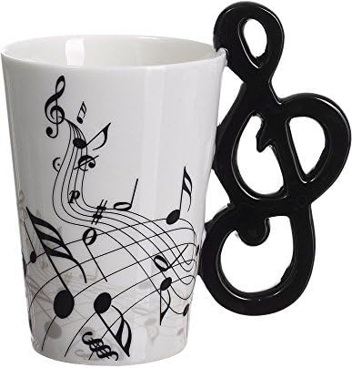 Ceramic Mug with Motif Handle - White "Clef" Design approx. 0.2l - Tea and Coffee Cup to Give Away - Grinscard