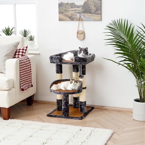 Árbol para gatos multi-nivel con camas y postes para rascar gris miniatura 5