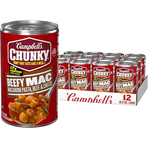 Campbell’s Chunky Beefy Mac Soup, 18.8 oz Can (12 Pack)
