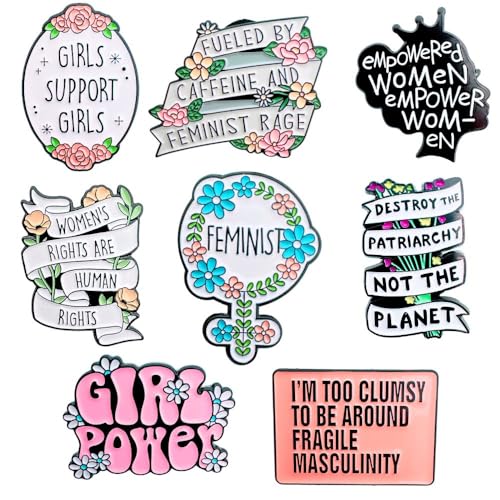 9PC Feminist Enamel Pins for Women's Rights and Justice