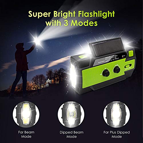 Wind Up Radio, 4000mAh draagbare Solar Hand Crank Weer Radio met AM/FM, Bewegingssensor Leeslamp, Power Bank Mobiele Telefoon Oplader, SOS Alarm en Waterdichte Handheld Zaklamp - Image 8