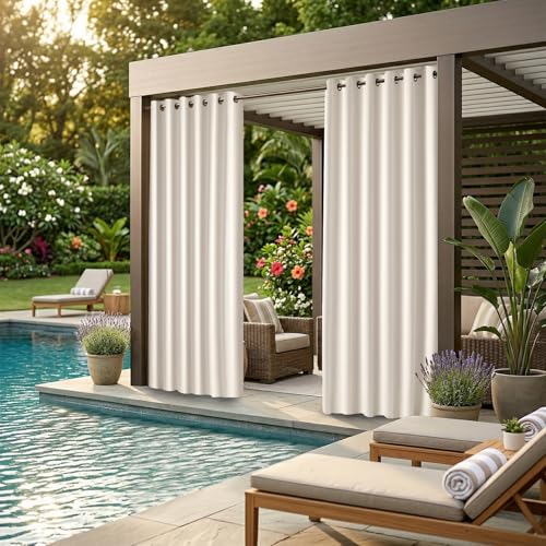 Waterproof Outdoor Curtain W84 x L120 - Grommet Top Sunlight Blocking Window Treatment Drapes Blackout Curtains for Home Bedroom Living Room Outdoor Patio Porch Pergola Cabana Gazebo (2 Panels) by DIVA EN CAMINO DEC - Image 2