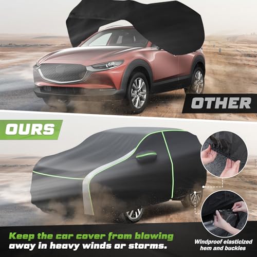 Image of Mixsuper Liner Car Cover for Mazda CX-30 2020-2026, 7 Layers Full Car Cover All Weather Car Covers for CX30, Waterproof Outdoor Cover with Zipper Door Reflective Strips