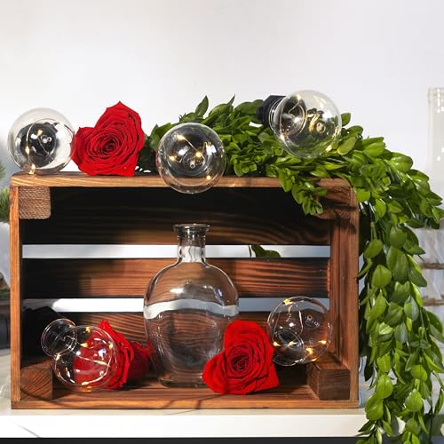 PINEEA Holzkiste Klein - Weinkisten Holz - Deko Holzkisten - Weinkiste Holzbox – Obstkiste Vintage – Kiste Geflammt 3x 30x20x15