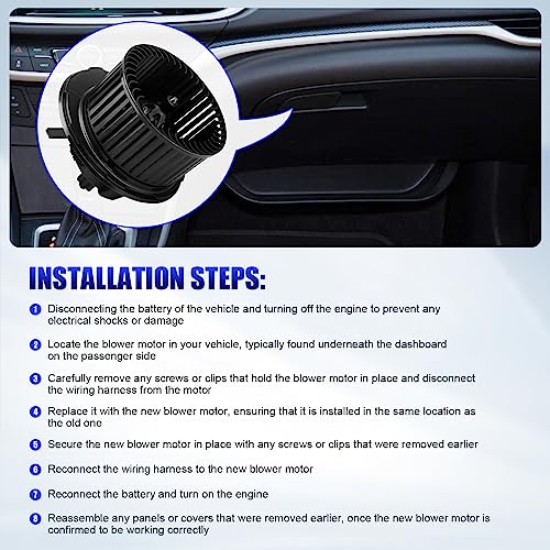 Image of HVAC Heater Blower Motor with Fan Fits for 2005 2006 2007 2008 2009 2010 2011 2012 2013 2014 Volkswagen VW Jetta Tiguan Passat Rabbit CC Eos GTI Golf AC Blower Motor Fan Replaces# 700182 PM9291