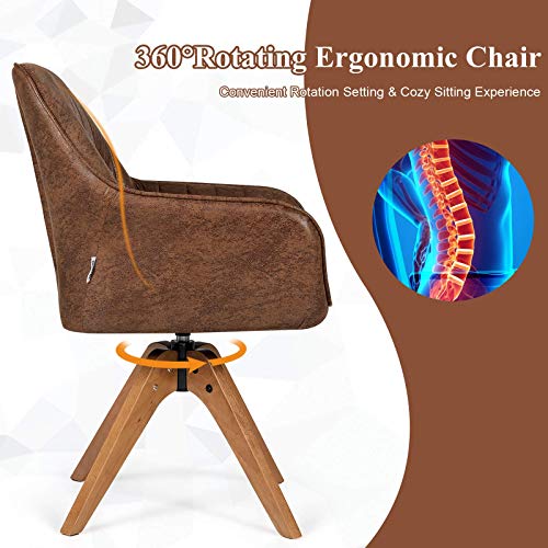 Giantex Stylish Swivel Home Office Chair, No Wheels But Swivel, Solid Wood Legs, Thick Felt Foot Pads, Modern Dining Armchair, Classy Accent Chair, Cute Writing Desk Chair For Small Space, Living Room #TOP1