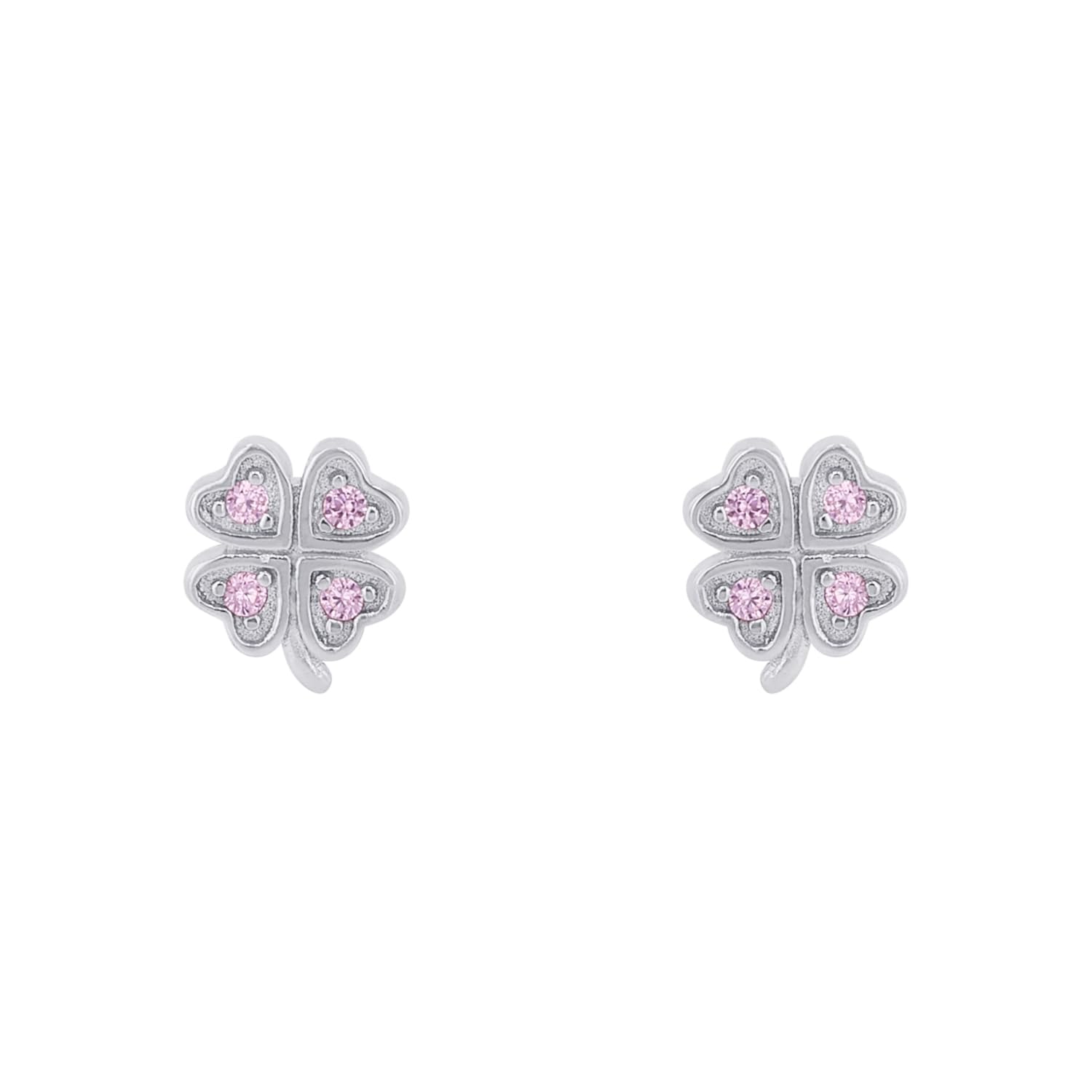 Prinzessin Lillifee Pendientes de plata de ley 925 para niñas con circonitas sintéticas, 0,6 cm, plata, trébol, vienen en caja de regalo 2037942, onesize, Rosa.