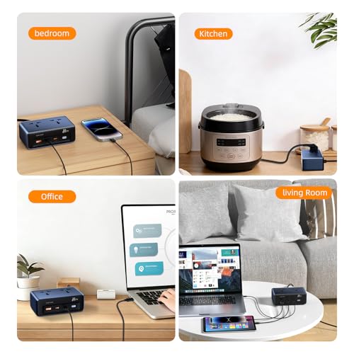 Image of Hoteon Extension Board with Surge Protection, 45W USB-C PD Fast Charging (GaN), 10A /2500W Spike Guard, 2 Universal Sockets, 2 Type-C + 1 USB-A, 2m Extension Cord with Indian 3-Pin Plug for Home /Office