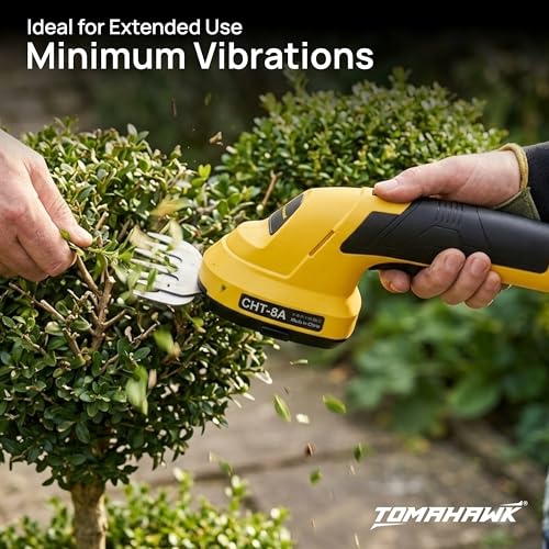 Image of TOMAHAWK CHT-8A Cordless Grass & Shrub Trimmer 3.7V | Lightweight Garden Shears | Tool-Free Blade Change | USB Rechargeable Battery | Handheld Hedge & Grass Cutter | Wire Less