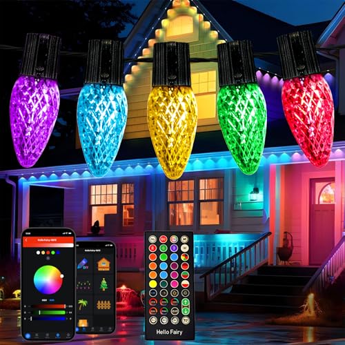 BAIRAYEN Smart C9 Christmas String Lights Outdoor,200LED 131FT Color Changing Fairy Lights...