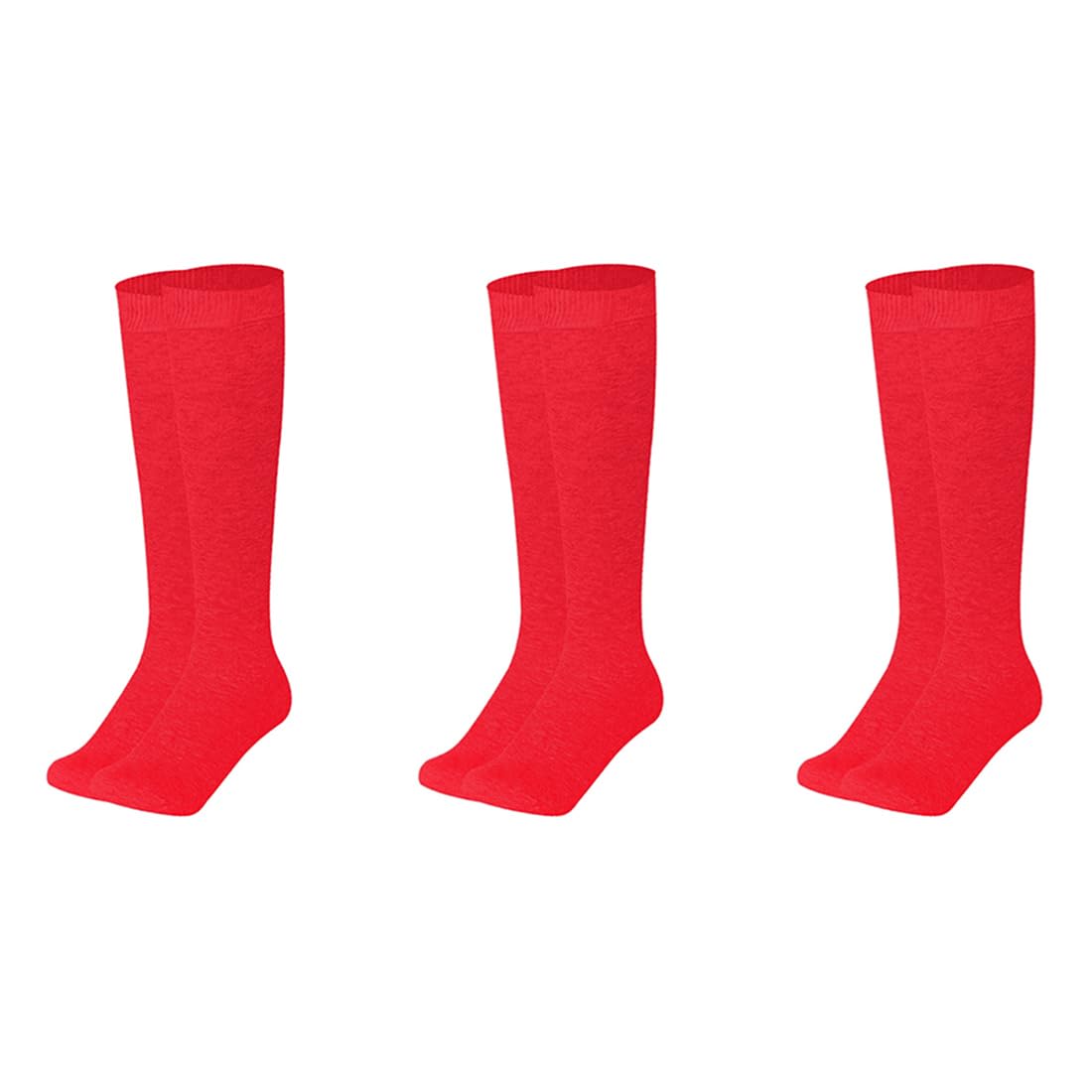 MUKHAKSH (Pack of 3 Pairs = 6 Socks Men Boys Cotton Lycra Red Knee Length Knee High Socks