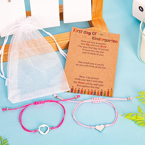 Image of Back to School Supplies, First Day of Kindergarten Bracelet, Back to School Bracelet Mommy and Me, Prek Matching Wish Bracelets Set, Adjustable Bracelet for Boys Girls Gifts Stuff Bulk