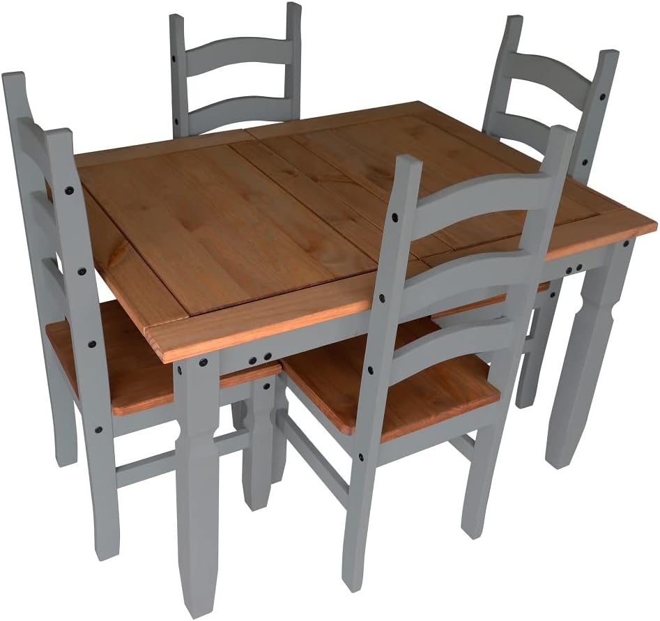 Mercers Furniture Corona Grey Wax Budget Dining Table and 4 Chairs