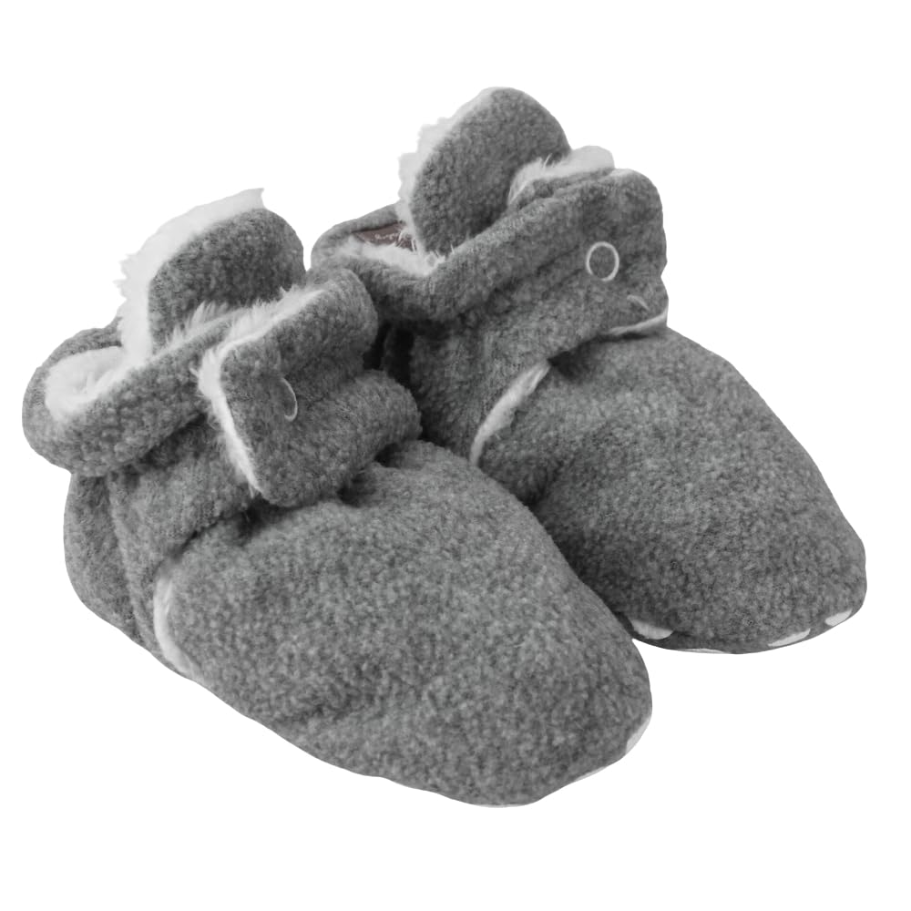 neska moda 6 To 12 Months Baby Unisex Grey Fur Hook & Loop Booties-BT5260-picture-36